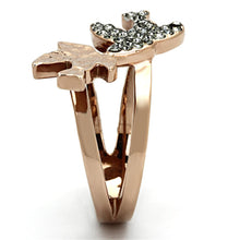 Load image into Gallery viewer, TK1165 - Two-Tone IP Rose Gold Stainless Steel Ring with Top Grade Crystal  in Black Diamond