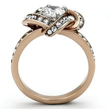 Load image into Gallery viewer, TK1166 - Two-Tone IP Rose Gold Stainless Steel Ring with AAA Grade CZ  in Clear