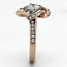 Load image into Gallery viewer, TK1166 - Two-Tone IP Rose Gold Stainless Steel Ring with AAA Grade CZ  in Clear