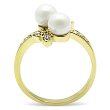 Load image into Gallery viewer, TK116G - IP Gold(Ion Plating) Stainless Steel Ring with Synthetic Pearl in White