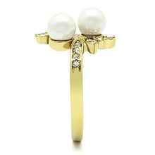 Load image into Gallery viewer, TK116G - IP Gold(Ion Plating) Stainless Steel Ring with Synthetic Pearl in White