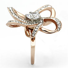 Load image into Gallery viewer, TK1170 - Two-Tone IP Rose Gold Stainless Steel Ring with AAA Grade CZ  in Clear
