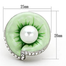 Load image into Gallery viewer, TK1171 - High polished (no plating) Stainless Steel Ring with Synthetic Pearl in White