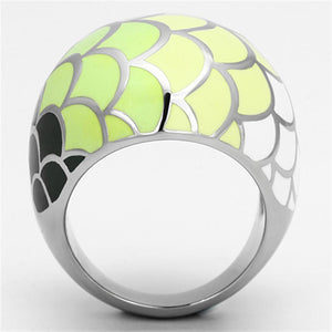 TK1174 - High polished (no plating) Stainless Steel Ring with Epoxy  in Multi Color
