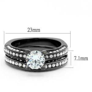 TK1175LJ - IP Light Black  (IP Gun) Stainless Steel Ring with AAA Grade CZ  in Clear