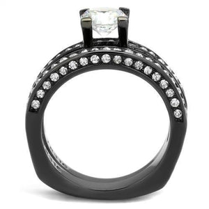 TK1175LJ - IP Light Black  (IP Gun) Stainless Steel Ring with AAA Grade CZ  in Clear