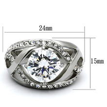 Load image into Gallery viewer, TK1176 - High polished (no plating) Stainless Steel Ring with AAA Grade CZ  in Clear