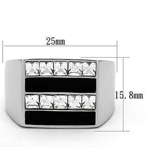 TK1177 - High polished (no plating) Stainless Steel Ring with Top Grade Crystal  in Clear