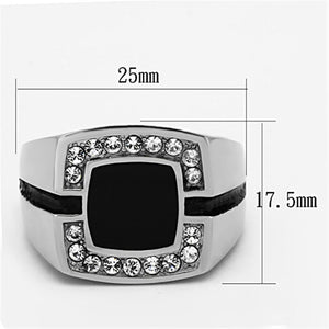TK1183 - High polished (no plating) Stainless Steel Ring with Top Grade Crystal  in Clear