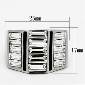 TK1185 - High polished (no plating) Stainless Steel Ring with Top Grade Crystal  in Clear