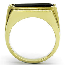 Load image into Gallery viewer, TK1188 - IP Gold(Ion Plating) Stainless Steel Ring with Synthetic Synthetic Glass in Jet
