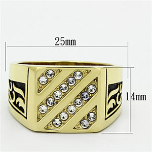 TK1189 - IP Gold(Ion Plating) Stainless Steel Ring with Top Grade Crystal  in Clear