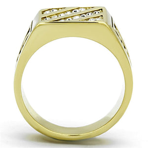 TK1189 - IP Gold(Ion Plating) Stainless Steel Ring with Top Grade Crystal  in Clear