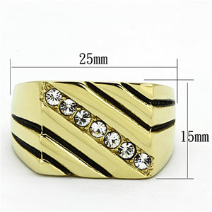TK1190 - IP Gold(Ion Plating) Stainless Steel Ring with Top Grade Crystal  in Clear
