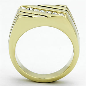 TK1190 - IP Gold(Ion Plating) Stainless Steel Ring with Top Grade Crystal  in Clear