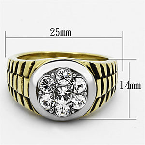 TK1191 - Two-Tone IP Gold (Ion Plating) Stainless Steel Ring with Top Grade Crystal  in Clear