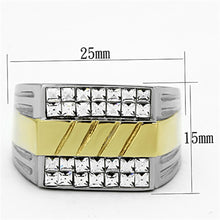 Load image into Gallery viewer, TK1193 - Two-Tone IP Gold (Ion Plating) Stainless Steel Ring with Top Grade Crystal  in Clear