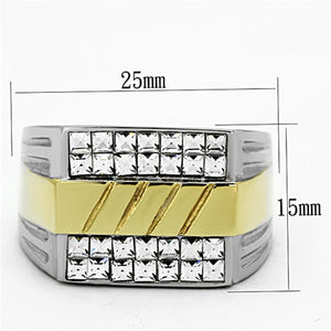 TK1193 - Two-Tone IP Gold (Ion Plating) Stainless Steel Ring with Top Grade Crystal  in Clear