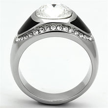 Load image into Gallery viewer, TK1199 - High polished (no plating) Stainless Steel Ring with Top Grade Crystal  in Clear