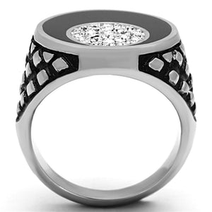 TK1200 - High polished (no plating) Stainless Steel Ring with Top Grade Crystal  in Clear