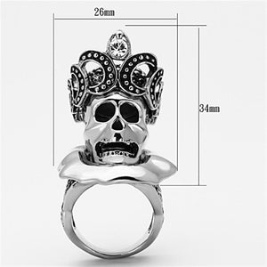 TK1201 - High polished (no plating) Stainless Steel Ring with Top Grade Crystal  in Clear