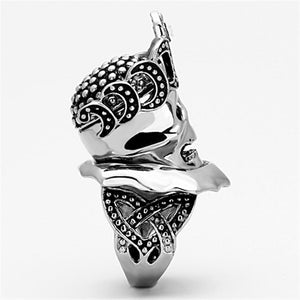 TK1201 - High polished (no plating) Stainless Steel Ring with Top Grade Crystal  in Clear