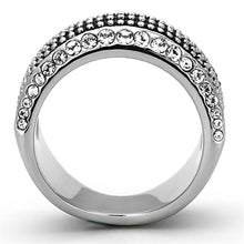 Load image into Gallery viewer, TK1216 - High polished (no plating) Stainless Steel Ring with Top Grade Crystal  in Clear