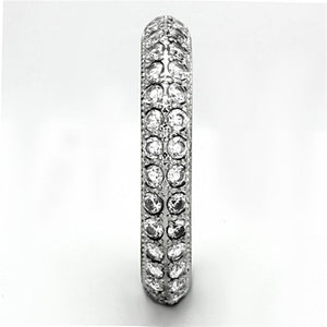 TK1225 - High polished (no plating) Stainless Steel Ring with AAA Grade CZ  in Clear
