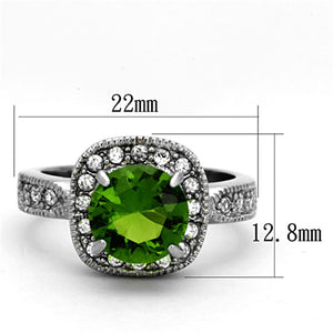 TK1227 - High polished (no plating) Stainless Steel Ring with Synthetic Synthetic Glass in Peridot