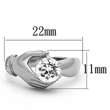 Load image into Gallery viewer, TK1230 - High polished (no plating) Stainless Steel Ring with AAA Grade CZ  in Clear