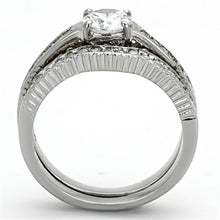 Load image into Gallery viewer, TK1231 - High polished (no plating) Stainless Steel Ring with AAA Grade CZ  in Clear