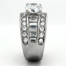 Load image into Gallery viewer, TK1232 - High polished (no plating) Stainless Steel Ring with AAA Grade CZ  in Clear