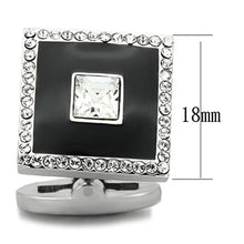 Load image into Gallery viewer, TK1242 - High polished (no plating) Stainless Steel Cufflink with Top Grade Crystal  in Clear