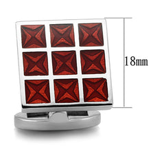 Load image into Gallery viewer, TK1272 - High polished (no plating) Stainless Steel Cufflink with Epoxy  in Garnet