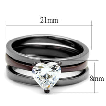Load image into Gallery viewer, TK1274DC - IP Light Black (IP Gun) &amp; IP Dark Brown (IP coffee) Stainless Steel Ring with AAA Grade CZ  in Clear