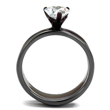Load image into Gallery viewer, TK1274DC - IP Light Black (IP Gun) &amp; IP Dark Brown (IP coffee) Stainless Steel Ring with AAA Grade CZ  in Clear