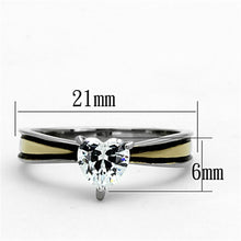 Load image into Gallery viewer, TK1283 - Two-Tone IP Gold (Ion Plating) Stainless Steel Ring with AAA Grade CZ  in Clear