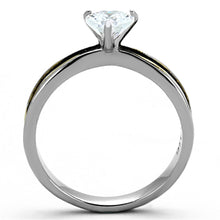 Load image into Gallery viewer, TK1283 - Two-Tone IP Gold (Ion Plating) Stainless Steel Ring with AAA Grade CZ  in Clear