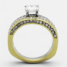 Load image into Gallery viewer, TK1284 - Two-Tone IP Gold (Ion Plating) Stainless Steel Ring with AAA Grade CZ  in Clear