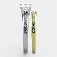Load image into Gallery viewer, TK1284 - Two-Tone IP Gold (Ion Plating) Stainless Steel Ring with AAA Grade CZ  in Clear