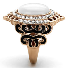 Load image into Gallery viewer, TK1286 - IP Rose Gold(Ion Plating) Stainless Steel Ring with Synthetic Cat Eye in White