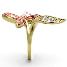 Load image into Gallery viewer, TK1288 - IP Gold(Ion Plating) Stainless Steel Ring with Top Grade Crystal  in Light Peach