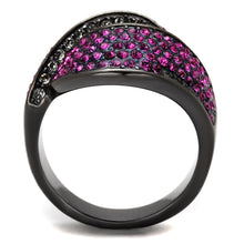Load image into Gallery viewer, TK1303LJ - IP Light Black  (IP Gun) Stainless Steel Ring with Top Grade Crystal  in Light Peach