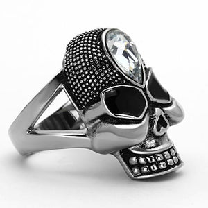 TK1313 - High polished (no plating) Stainless Steel Ring with Top Grade Crystal  in Clear
