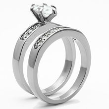 Load image into Gallery viewer, TK1319 - High polished (no plating) Stainless Steel Ring with AAA Grade CZ  in Clear