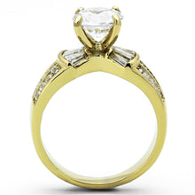 Load image into Gallery viewer, TK1323 - IP Gold(Ion Plating) Stainless Steel Ring with AAA Grade CZ  in Clear