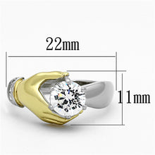 Load image into Gallery viewer, TK1324 - Two-Tone IP Gold (Ion Plating) Stainless Steel Ring with AAA Grade CZ  in Clear