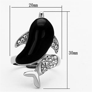 TK1326 - High polished (no plating) Stainless Steel Ring with Top Grade Crystal  in Clear