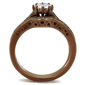 TK1330LC - IP Coffee light Stainless Steel Ring with AAA Grade CZ  in Clear