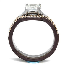 Load image into Gallery viewer, TK1343PC - Two Tone IP Dark Brown (IP coffee) Stainless Steel Ring with AAA Grade CZ  in Clear
